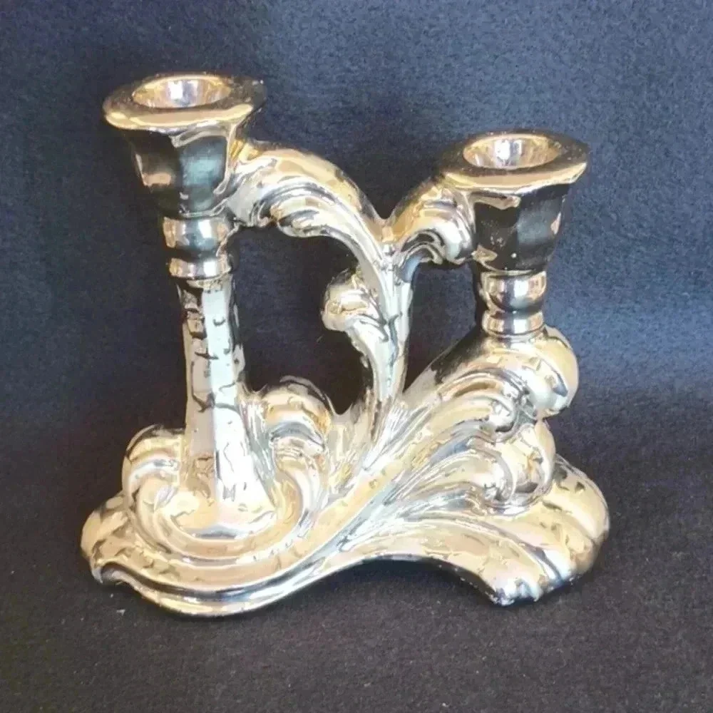 Pair of Eleanor China Silver Candlestick Holders - Picture 2 of 4